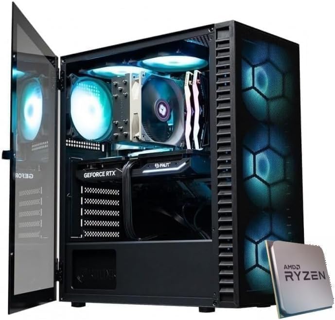 Ryzen 7 5700X RX 9060XT 16GB 32GB DDR4 3200Mhz 6 RGB Fans Gaming PC M.2 SSD 1TB nvme Wi-Fi Bluetooth Windows 11 - IdeaPa