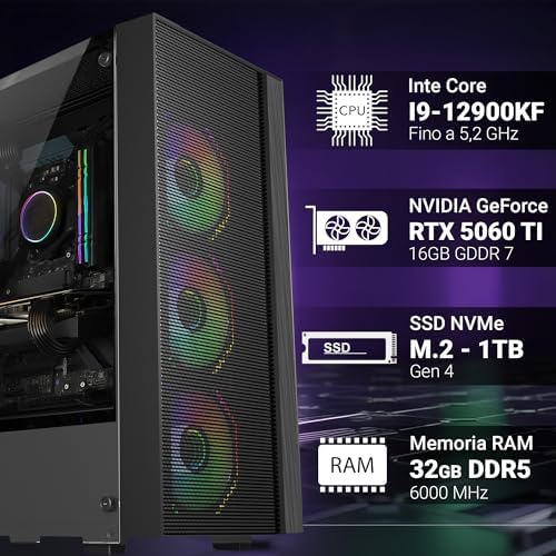  Intel i9-12900KF Gaming PC per Gaming • 32GB DDR5 RAM • 1TB NVMe M.2 SSD
| RTX 5060Ti Gaming Computer • Windows 11 Pro 